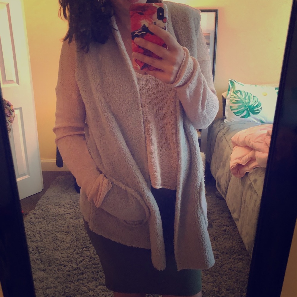 Soft gray long vest